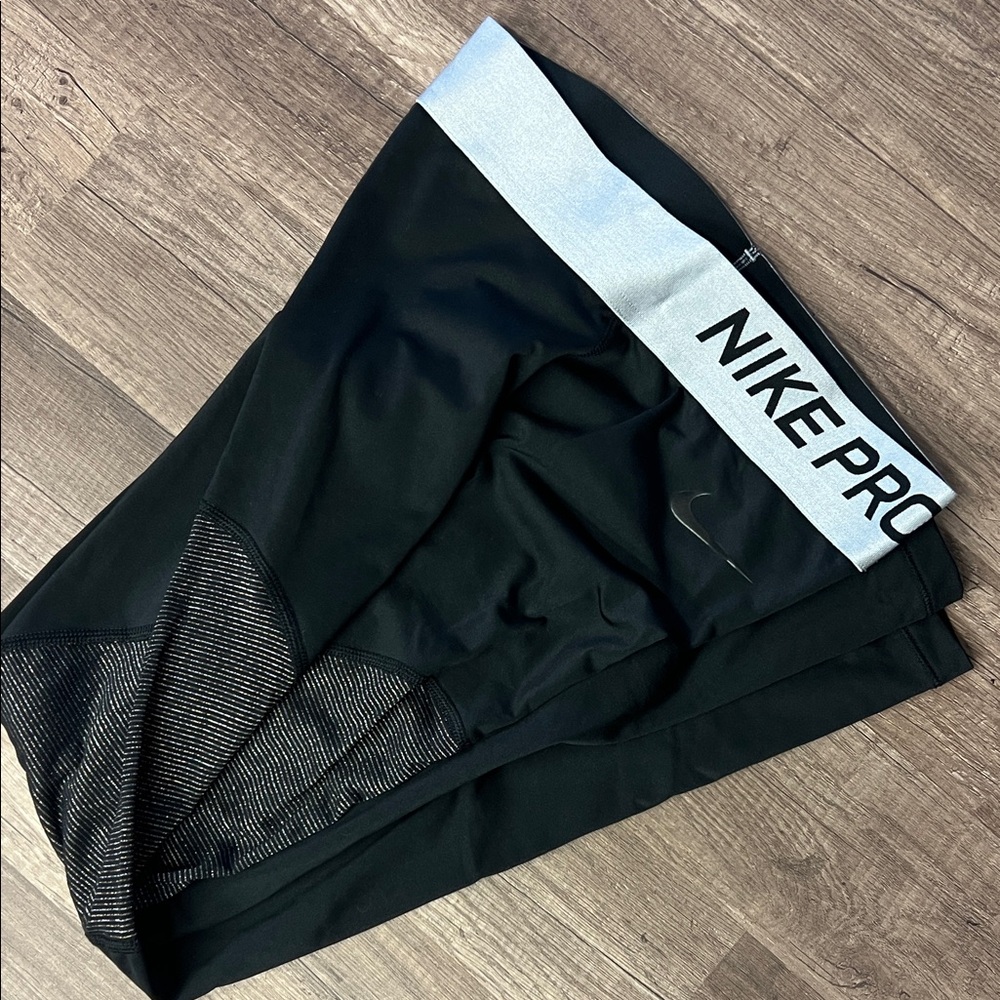 Nike Dri-FIT Black Leggings with Silver Trim
